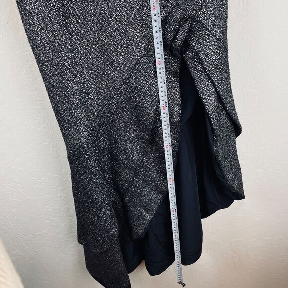 ~ Hutch Gown 6 Dress Metallic Pewter Silver Asymmetrical Ruffle Slit Formal Prom - Picture 10 of 15